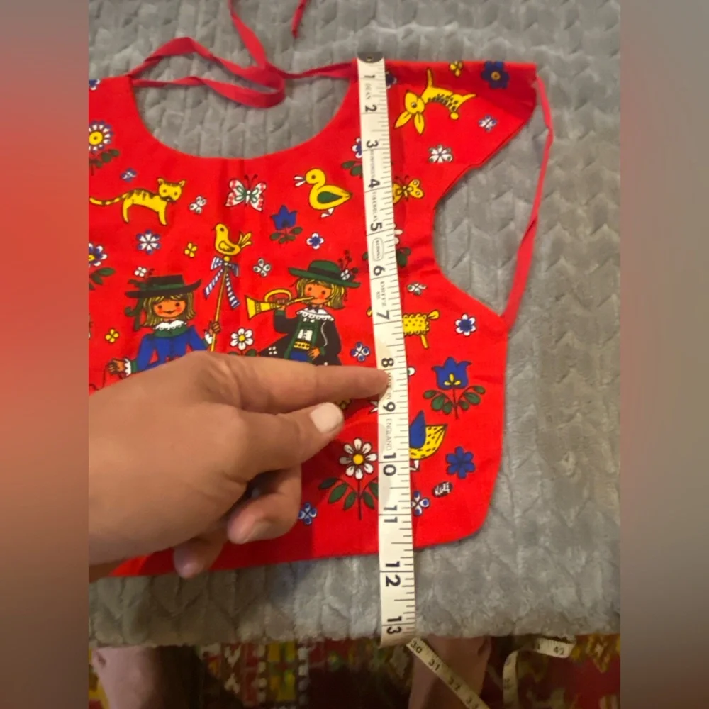 Vintage Kolf Baby Bib Reversible Folk Art 100% Cotton Red White Austrian